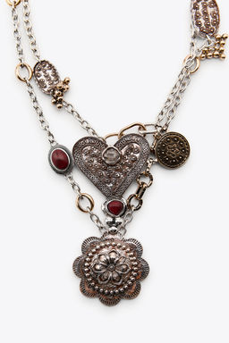 PACK OF 2 HEART AND MEDALLION NECKLACES - Zara фото 3