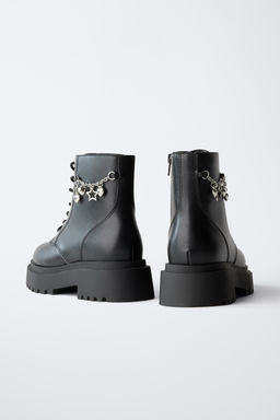 LACE-UP ANKLE BOOTS WITH CHARMS - Zara фото 7