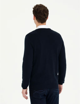 Lacivert Slim Fit V Yaka Basic Triko Kazak - Pierre cardin фото 5