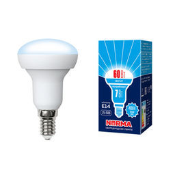 LED-R50-7W/NW/E14/FR/NR Лампа светодиодная. Форма "Рефлектор", матовая. Серия Norma. Белый свет (4000K). Картон. ТМ Volpe