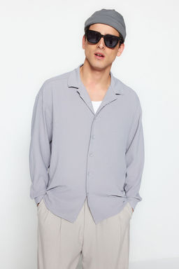 TRENDYOL MAN Beyaz Oversize Fit Apas Yaka Yazl?k Keten Gorunumlu Gomlek TMNSS23GO00053 - Trendyolmilla фото 53