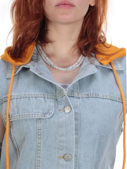 803 BLUE/BLACK Джинсовый жилет женский (100% хлопок) - Фабричный китай фото 30