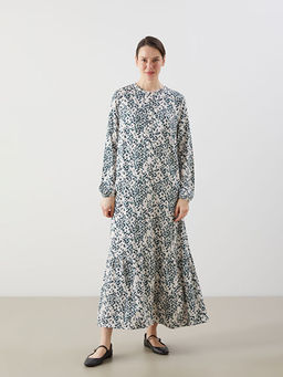 Bisiklet Yaka Desenli Elbise