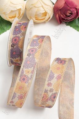Лента из мешковины 2,5 см*10 ярд (SF-1320) "Цветы" №2