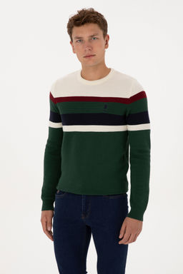 Erkek Slim Fit Bisiklet Yaka Koyu YeЕil Kazak - U.s. polo assn фото 3