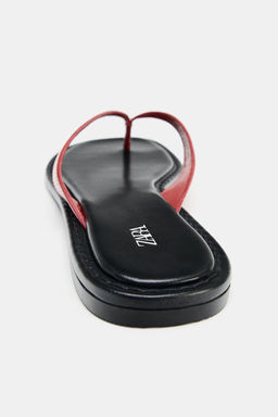 SANDALIA PIEL CONTRASTE / Rojo - Zara фото 8