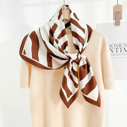 Платок шелковый на голову и шею весенний, мультицвет