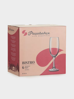 Набор бокалов для шампанского Paşabahçe Bistro, 190 мл, 6 шт., стекло, прозрачный