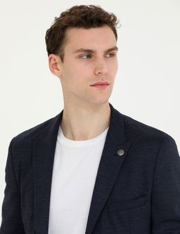 Lacivert Ex. Slim Fit Y_n Kar___ml_ Tak_m Elbise