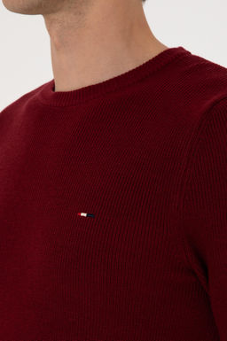 Erkek Slim Fit Bisiklet Yaka Bordo Basic Kazak - U.s. polo assn фото 7