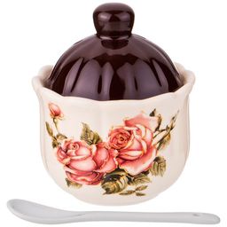 САХАРНИЦА С ЛОЖКОЙ КОРЕЙСКАЯ РОЗА 10*10*12 СМ / 280 МЛ - Agness фото 3