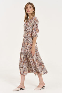 Платье Lenata 11354 рисунок на бежевом