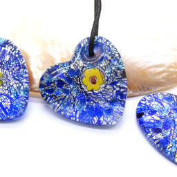 Кулон Сердце 40*40мм из муранского стекла цв.синий