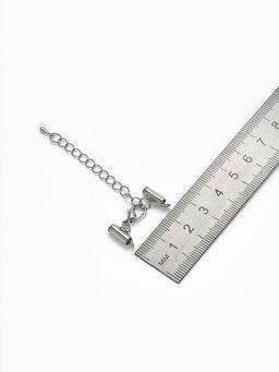 Цена за 3 шт. Концевик для браслета из бисера (пара) QF, 10 мм, металл, с цепочкой удлинителем, цвет серебро