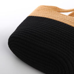 Сумка женская плетёная без застёжки, цвет чёрный/бежевый - Simaland фото 5