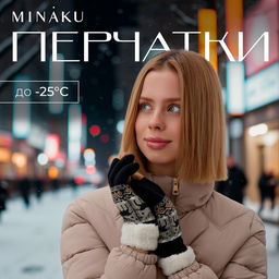 Цена за 2 шт. Перчатки женские на искусственном меху MINAKU 22 см черный