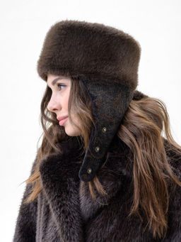 Т26-22 Таблетка кубанка вельветовая с мехом "норка"