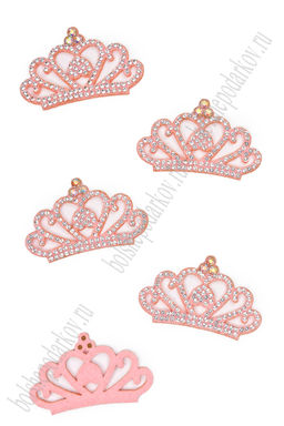 Патчи из фетра со стразами "Корона" 5,2*3,2 см (10 шт) SF-7699, светло-розовый №15
