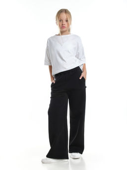 Брюки для девочки с карманами утепленные с начесом классические 22-7347 черный