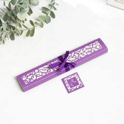 Веер складной h=21 см Цветы, в коробке, изгиб, с кистью, фиолетовый