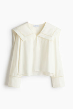 Blusa de popelina con cuello marinero