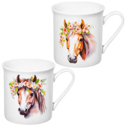 Набор кружек 2 пр. 310 мл 11,5*8,5*9 см "Лошадь с цветочным венком", фарфор