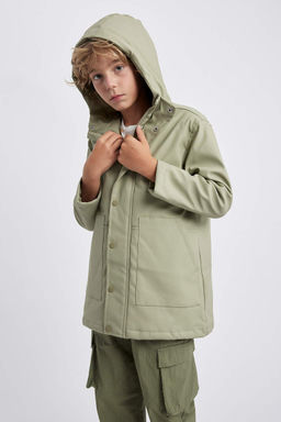 Водоотталкивающий плащ с капюшоном для мальчика - Defacto фото 4