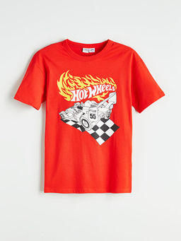 Bisiklet Yaka Hot Wheels Bask?l? Erkek ?ocuk Ti??rt