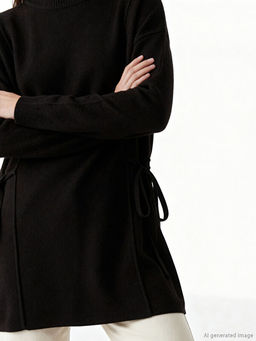 Bisiklet Yaka Oversize Kad?n Triko Tunik