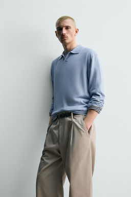 POLO PUNTO C??AMO - ALGOD?N / Celeste - Zara фото 7