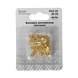 Булавки английские BLITZ PAZ-00 №00 под золото железо в блистере 25 шт 22 мм