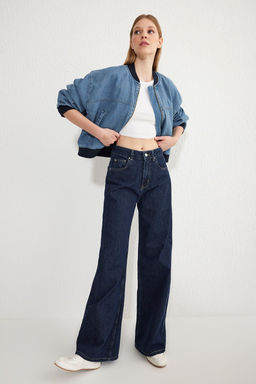 TRENDYOLMILLA Koyu Mavi Normal Bel Wide Leg Jeans TWOSS25JE00053
