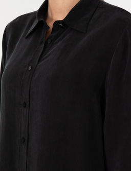 Siyah Comfort Fit Kupro Kuma_ Uzun Kollu G_mlek