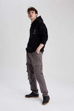 Прямые габардиновые брюки с карманами-карго и карманами Relax Fit - Defacto фото 4