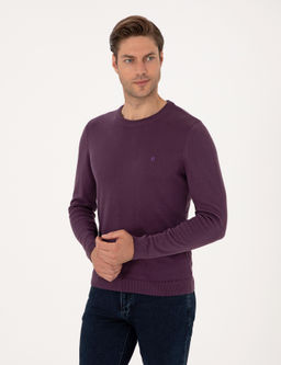 Mor Slim Fit Bisiklet Yaka Basic Triko Kazak - Pierre cardin фото 3