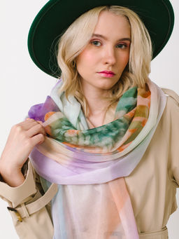 Большой, мягкий, тонкий и очень нежный двусторонний палантин с рисунком в стиле арт-деко - Tantino фото 9