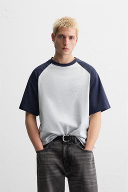 T-SHIRT WITH CONTRAST SLEEVES - Zara фото 2