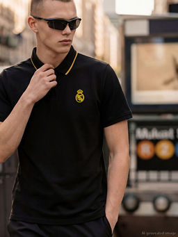 Polo Yaka Real Madrid Bask?l? Erkek Spor Ti??rt