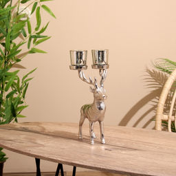 Подсвечник на 2 свечи «Олень», 15×18×31 см, алюминий