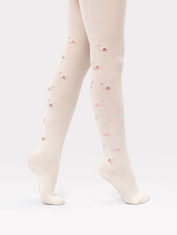 Цена за 3 пары! Колготки детские серого кремового цвета с фламинго - Mark formelle фото 3