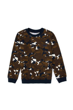 Erkek _ocuk Kahverengi Bisiklet Yaka Sweatshirt