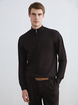 Fermuarl? Dik Yaka Erkek Triko Kazak