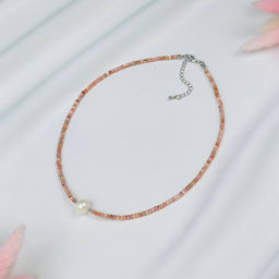 Чокер из Родохрозита и Жемчуга 42 см +