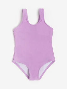 Купальник для девочки слитный MINAKU: Swim Collection, сиреневый, рост 116-122 см