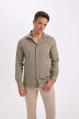 Slim Fit Dar Kesim Oxford Dugmeli Duz Pamuk Kar?s?ml? Uzun Kollu Gomlek - Defacto фото 4