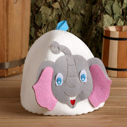 Шапка для бани с детской аппликацией Слонёнок войлок