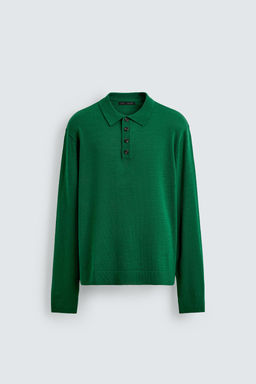 100% WOOL KNIT POLO SHIRT