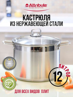 Кастрюля со стеклянной крышкой MASTER CHEF 12.0л 28х20см