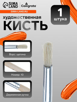 Цена за 10 шт. Кисть для рисования, щетина, № 10, круглая, деревянная ручка, международный размер