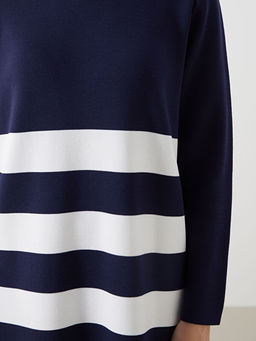 Bisiklet Yaka Renk Bloklu Kad?n Triko Elbise